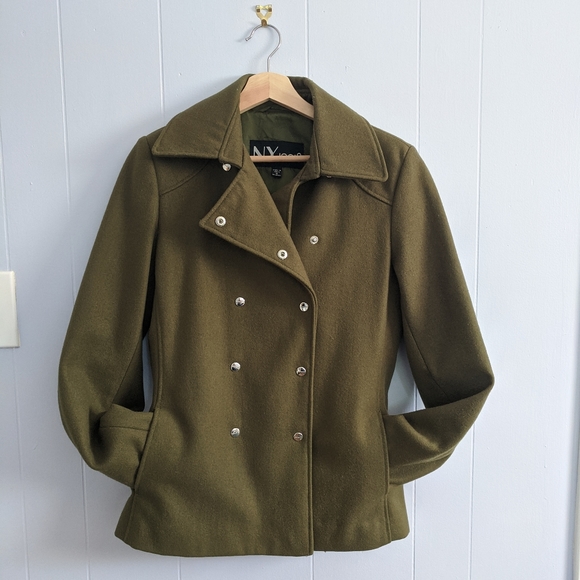 NY10018 Jackets & Blazers - Olive Pea Coat